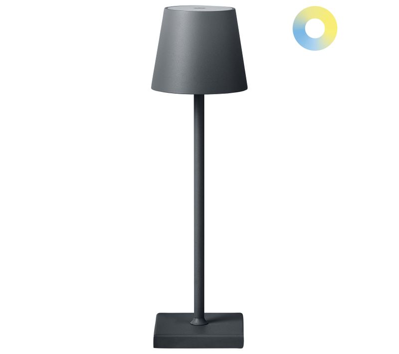 Lampe De Table LED Sans Fil Baceiro Avec Variateur Métal Gris Foncé