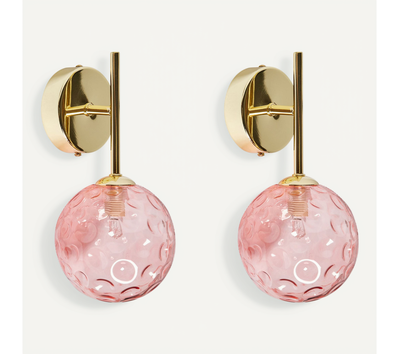 Lot De 2 Lampes Murales Anadyr Verre Rose