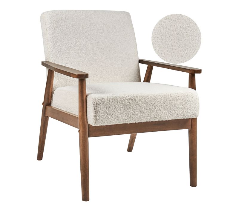 Fauteuil Esrum Bouclé Marron Foncé/blanc