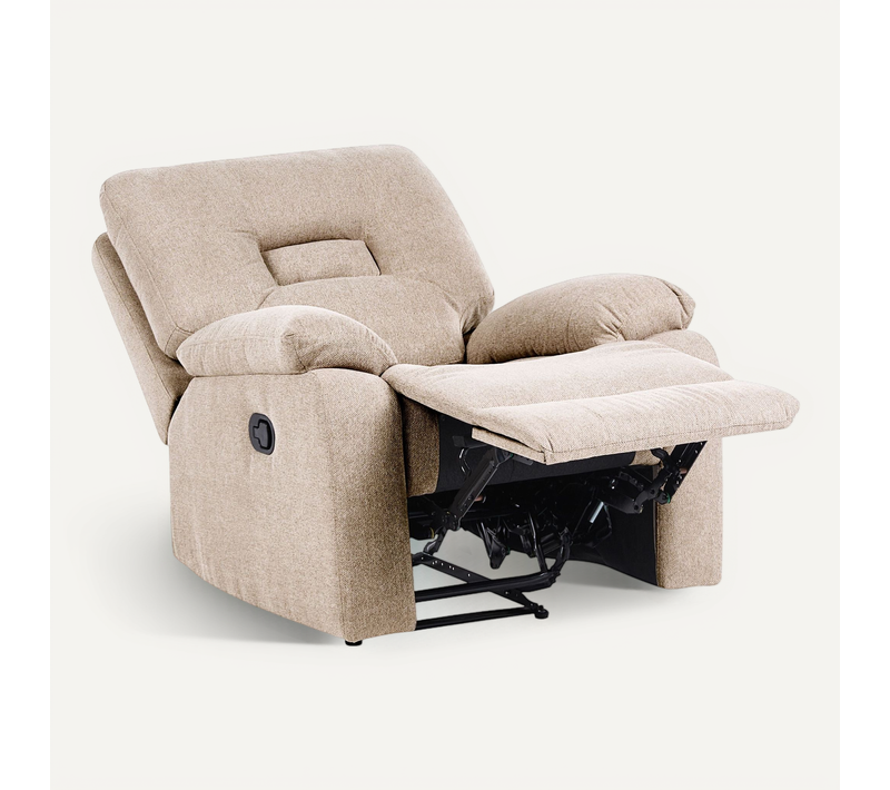 Fauteuil Inclinable Bergen Repose-pieds Inclus Tissu Beige