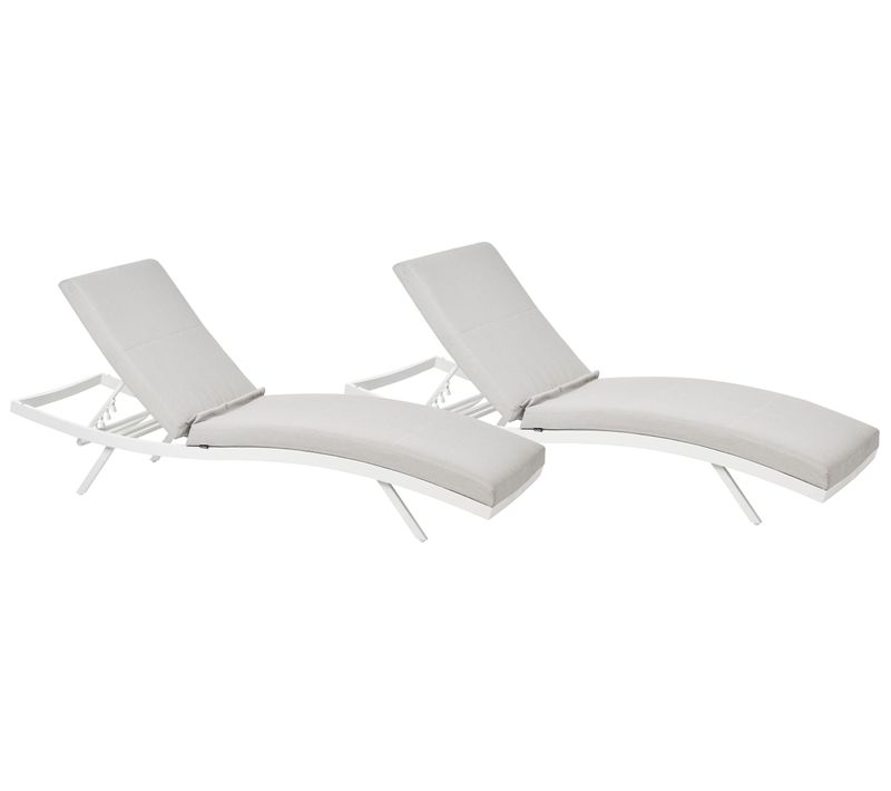 Lot De 2 Transats Avec Coussins Amelia Métal Gris Clair