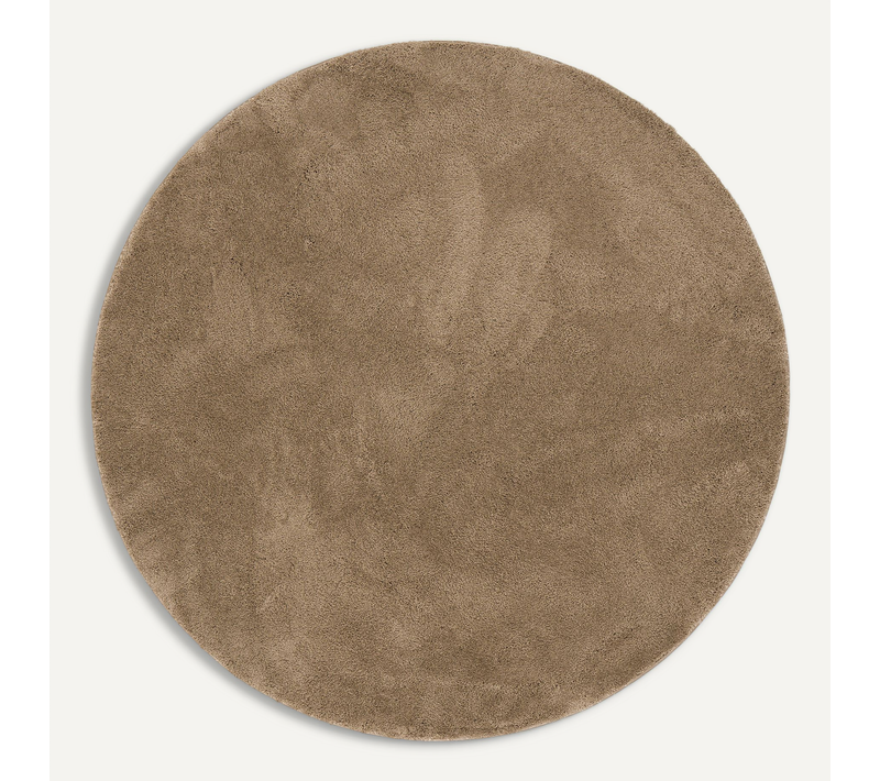 Tapis à Poils Longs Silky Rond 120cm Taupe
