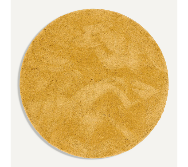 Tapis à Poils Longs Silky Rond 120cm Jaune