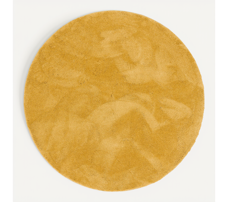 Tapis à Poils Longs Silky Rond 160cm Jaune