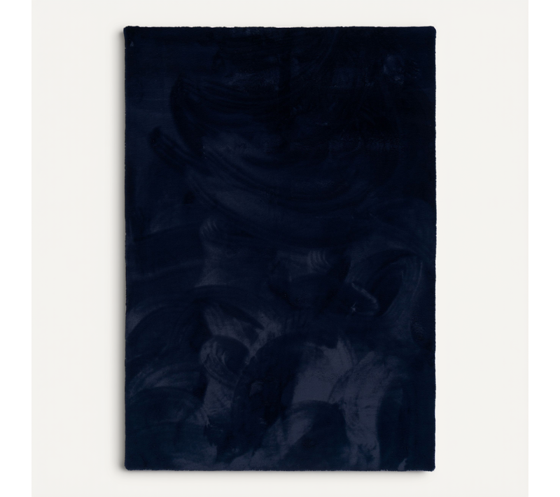 Tapis En Fourrure Plush 90x160cm Bleu Foncé