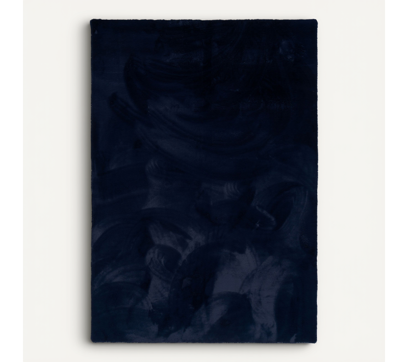 Tapis En Fourrure Plush 120x170cm Bleu Foncé