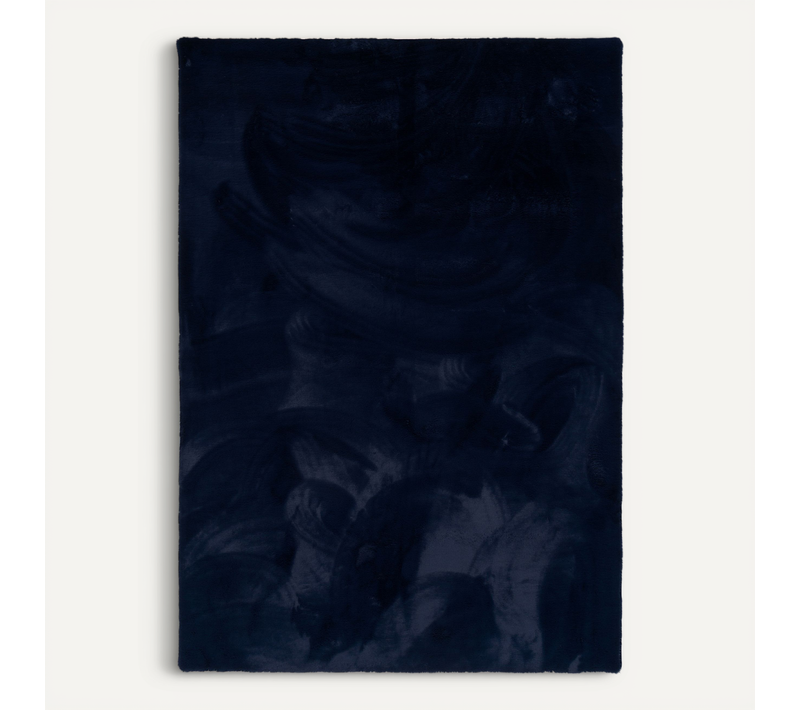 Tapis En Fourrure Plush 140x180cm Bleu Foncé