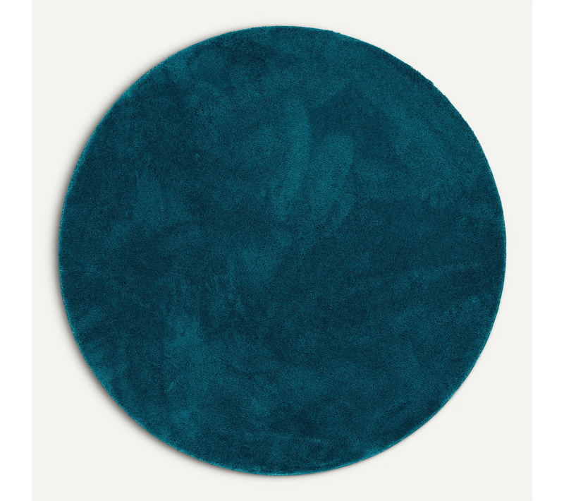 Tapis à Poils Longs Silky Rond 160cm Bleu Foncé