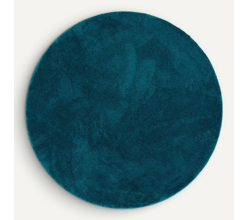 Tapis à Poils Longs Silky Rond 200cm Bleu Foncé