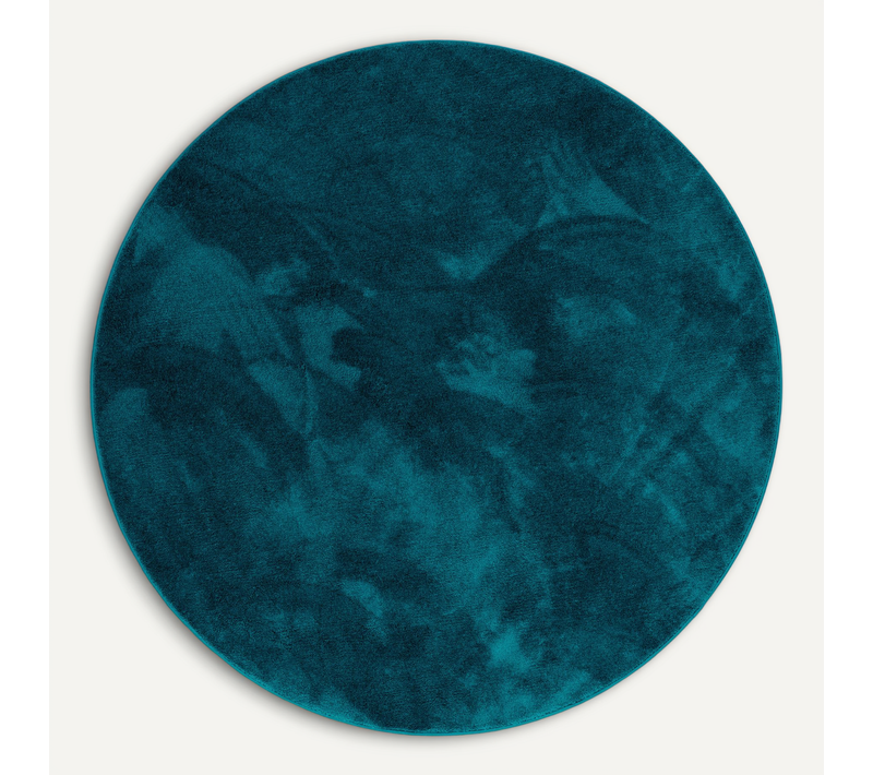 Tapis à Poils Longs Melia Rond 120cm Bleu Foncé