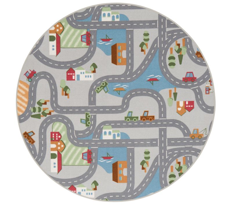 Tapis Rues Pour Enfants Fun Town Rond 100x100cm
