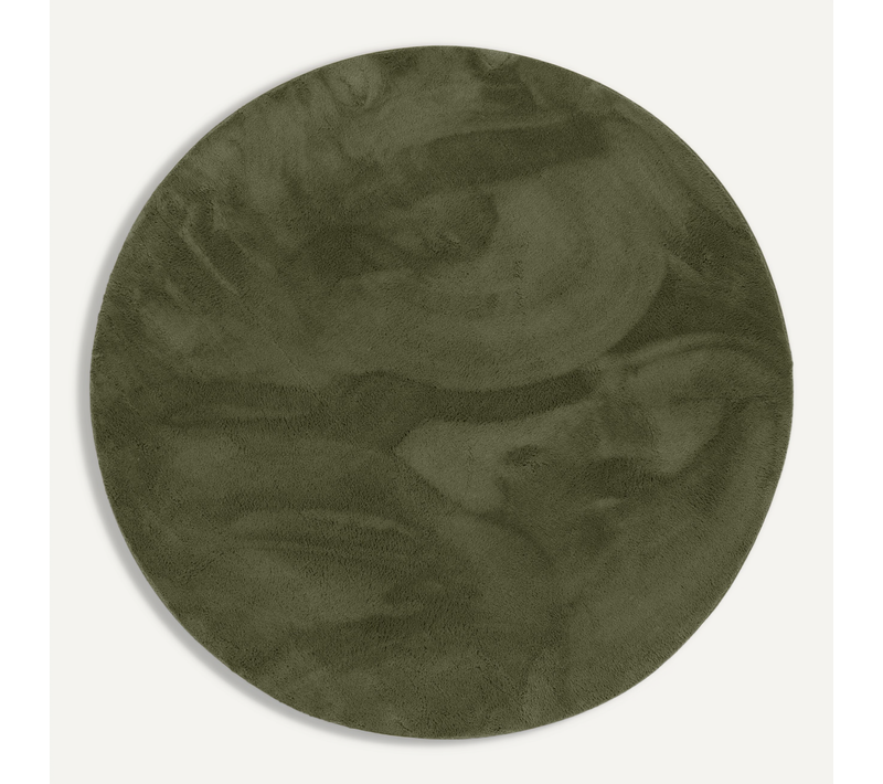 Tapis En Fourrure Pearl Rond 160cm Vert Foncé