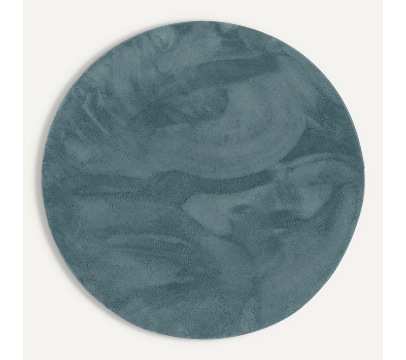 Tapis En Fourrure Pearl Rond 160cm Bleu Foncé