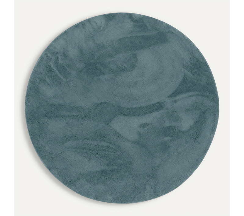 Tapis En Fourrure Pearl Rond 200cm Bleu Foncé