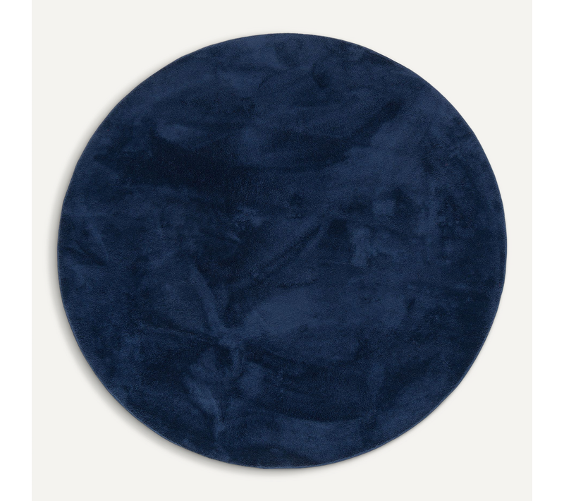 Tapis En Fausse Fourrure 120cm Bleu Foncé Rond