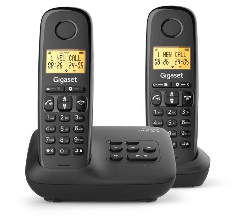 Téléphone Sans Fil Duo Basic 100a Avec Répondeur 25 Min, Écran 1,5", Noir