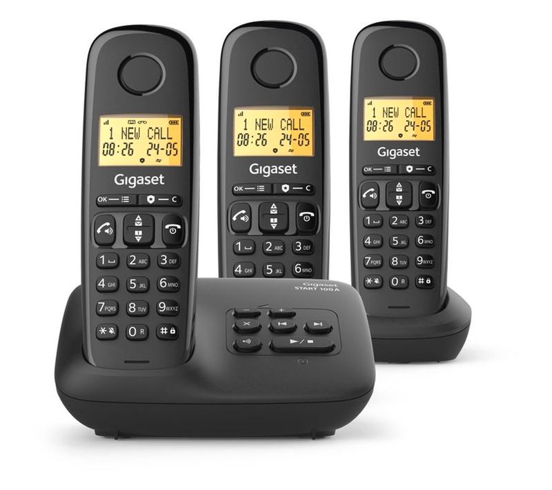 Téléphone Sans Fil Trio Basic 100a – 3 Combinés, Répondeur 25 Min, Écran 1,5"