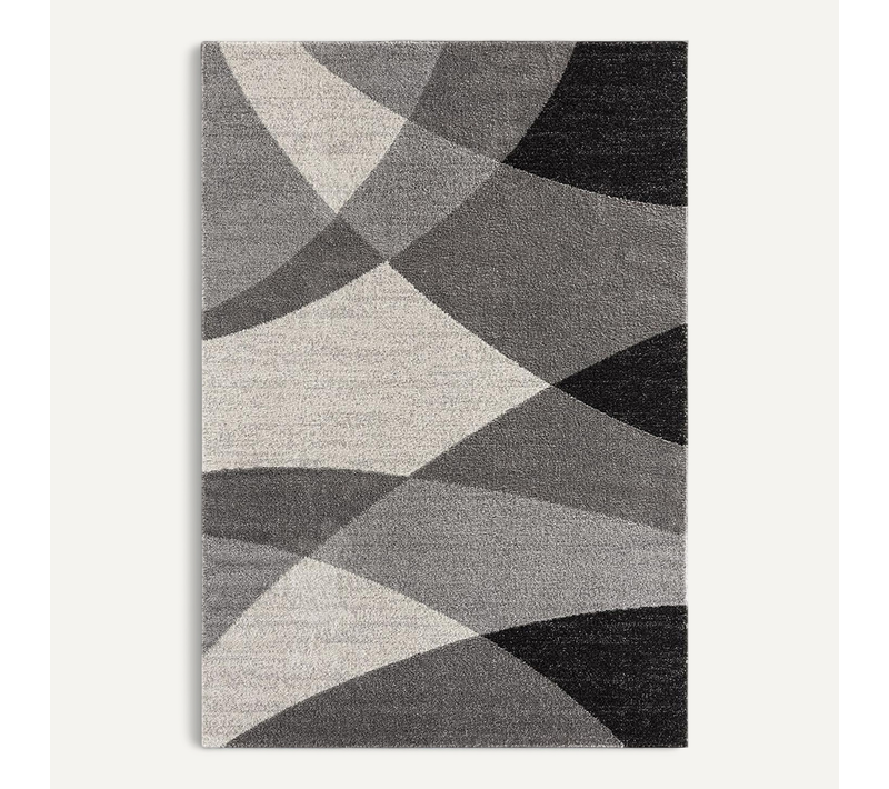 Tapis Pearl Moderne Salon Découpe Contour, Gris, 80x140 Cm
