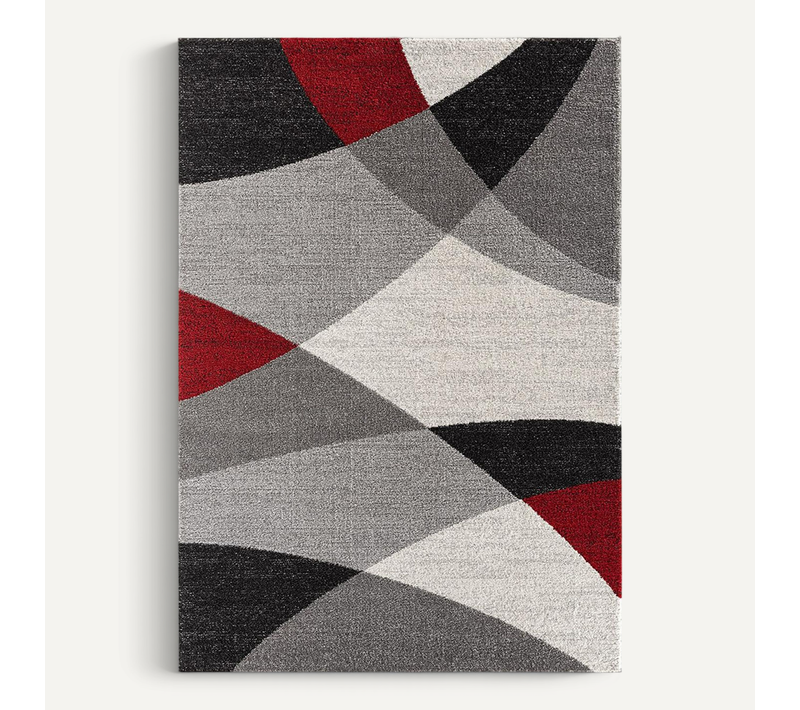 Tapis Pearl Moderne Salon Découpe Contour, Gris Rouge, 80x140 Cm