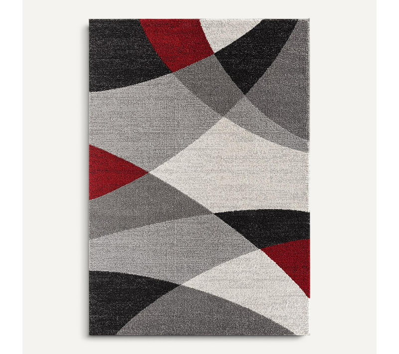 Tapis Pearl Moderne Salon Découpe Contour, Gris Rouge, 120x160 Cm