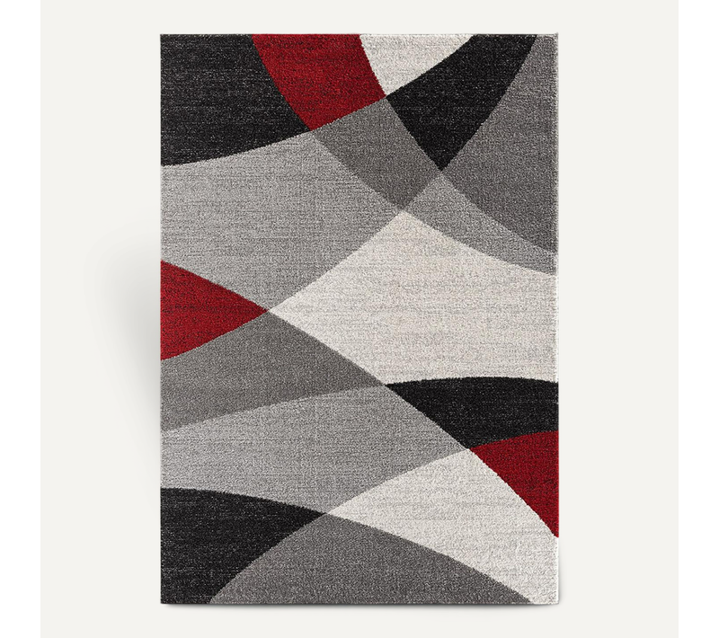 Tapis Pearl Moderne Salon Découpe Contour, Gris Rouge, 140x200 Cm