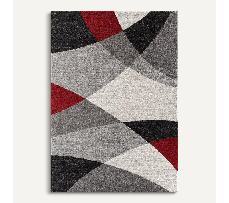 Tapis Pearl Moderne Salon Découpe Contour, Gris Rouge, 160x220 Cm