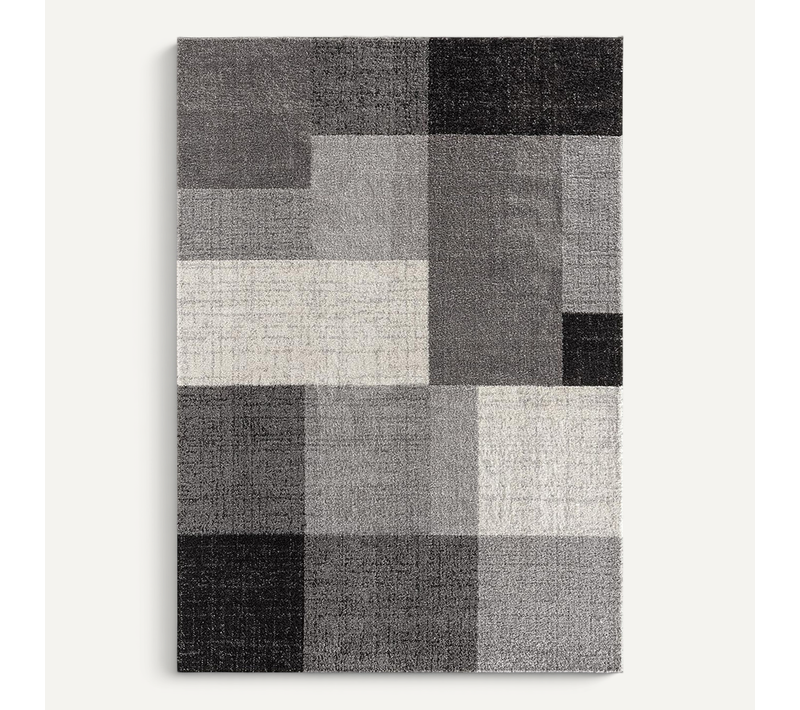 Tapis Pearl Moderne Salon Découpe Contour, Gris, 80x140 Cm