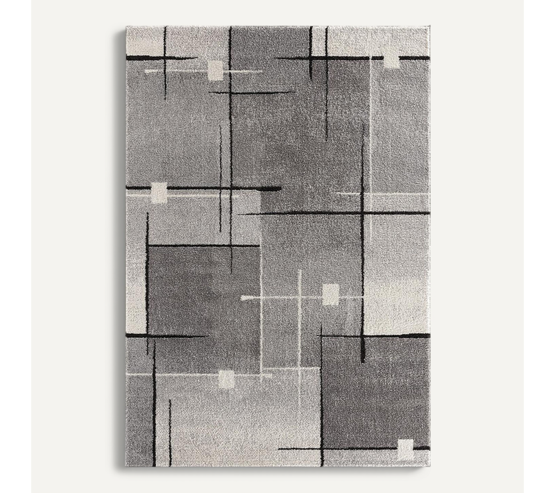 Tapis Pearl Moderne Salon Découpe Contour, Gris, 140x200 Cm