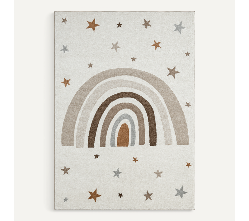 Tapis Beat Kids Moderne Enfant Arc-en-ciel Étoiles Pastel, Crème, 140x200 Cm