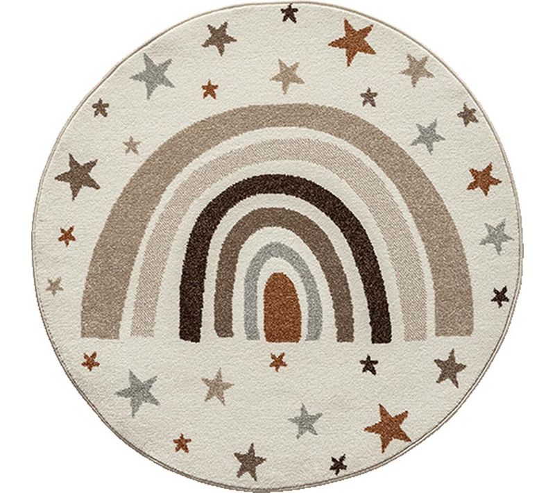 Tapis Beat Kids Moderne Enfant Arc-en-ciel Étoiles Pastel, Crème, 160 Cm Ronde