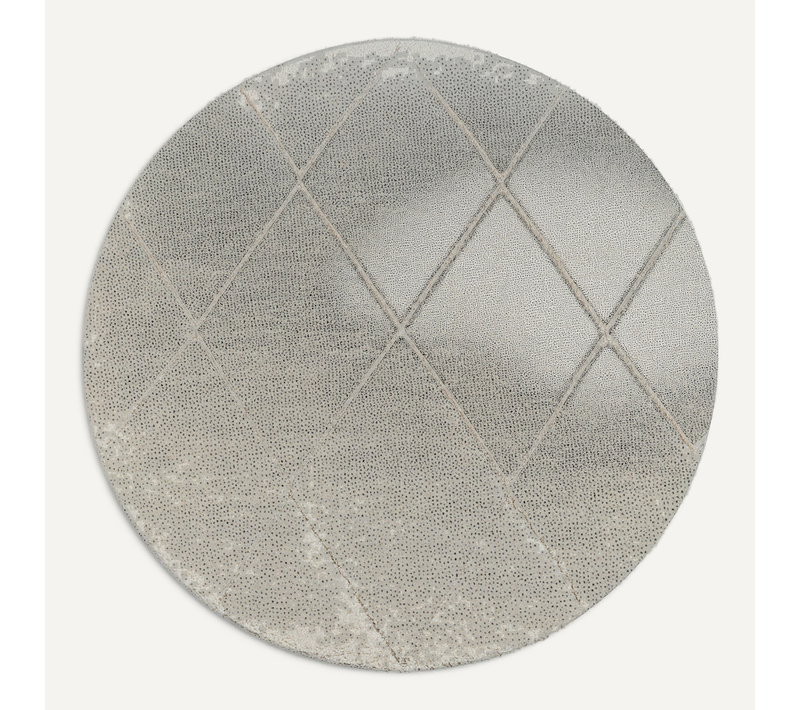 Tapis Bahar Shaggy Motif Losange, Crème, 120 Cm Ronde