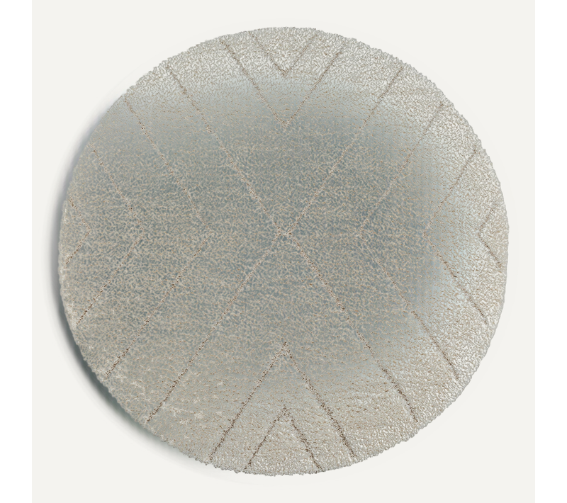 Tapis Bahar Shaggy Motif Triangle, Crème, 160 Cm Ronde