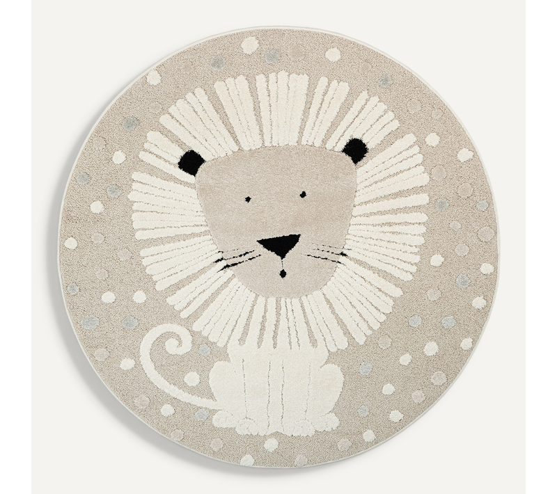 Tapis Jungle Kids Chambre Enfant 3d Résistant - Beige - 120 Cm Ronde