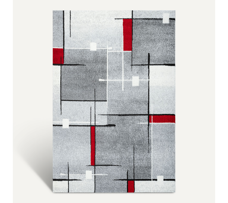 Tapis Pearl Moderne Salon Découpe Contour, Gris Rouge, 120x160 Cm
