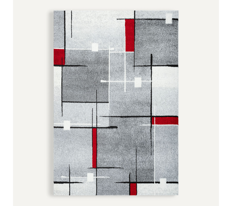 Tapis Pearl Moderne Salon Découpe Contour, Gris Rouge, 240x330 Cm