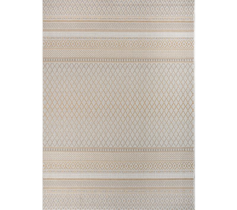 Tapis Calgary Tissé Plat Extérieur Design Moderne, Beige Jaune, 240x340 Cm