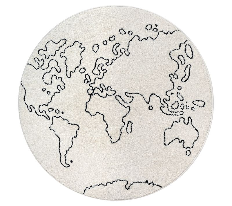 Tapis Elisa Kids Enfant Continents Résistant, Crème, 120 Cm Round