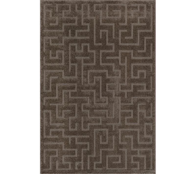 Tapis Salon Géométrique Doux, Marron, Contemporain, 160 X 220 Cm
