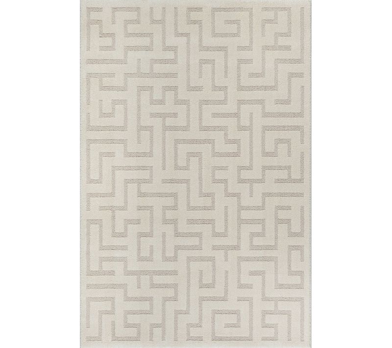 Tapis Salon Géométrique Doux, Crème, Contemporain, 160 X 220 Cm