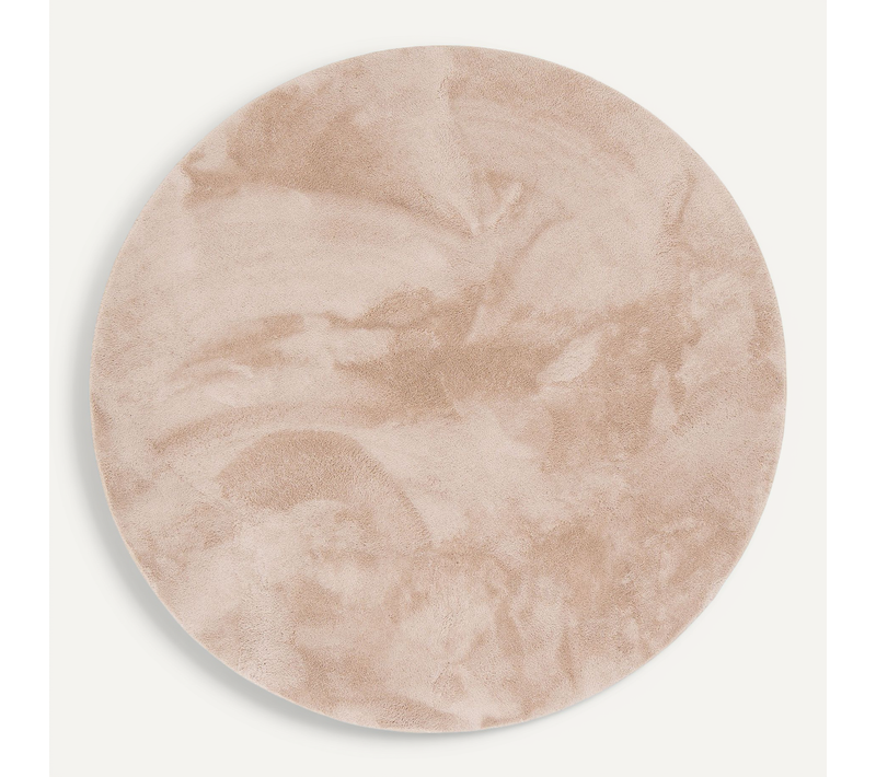 Tapis En Fausse Fourrure 120cm Beige Rond