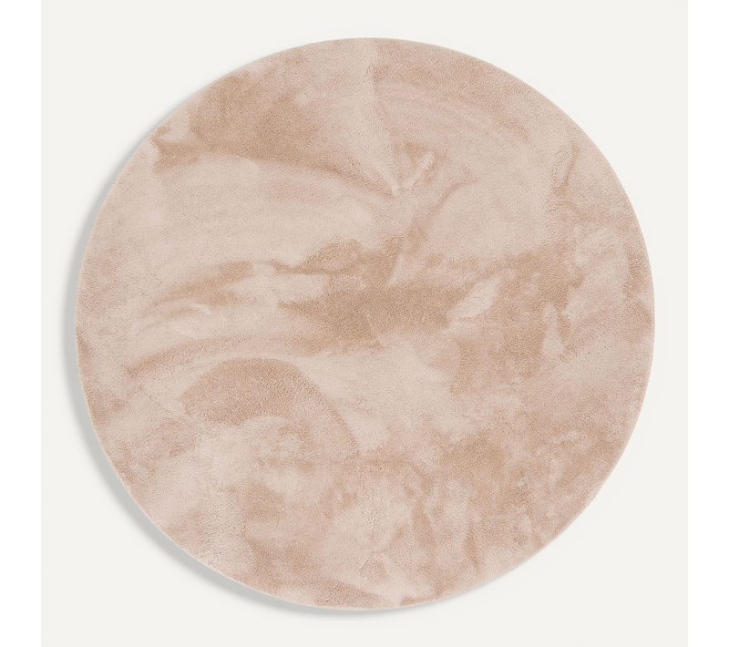 Tapis En Fausse Fourrure 160cm Beige Rond