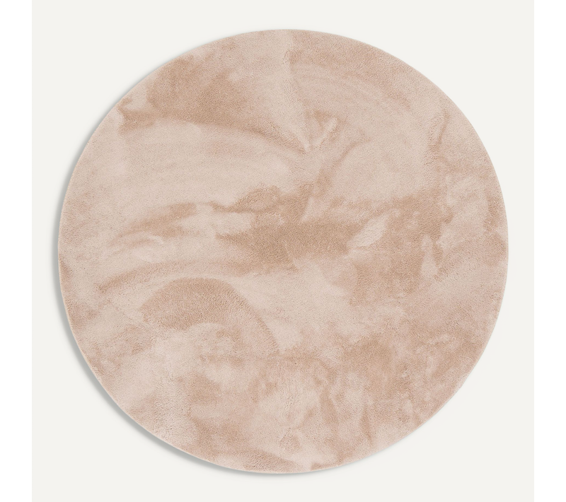 Tapis En Fausse Fourrure 200cm Beige Rond