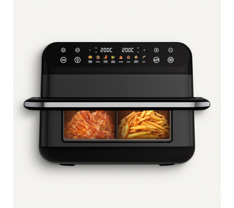 Friteuse à Air 10l Dual Easy Fry Grill Friteuse Sans Huile Capacité XXL Air Fryer Noir