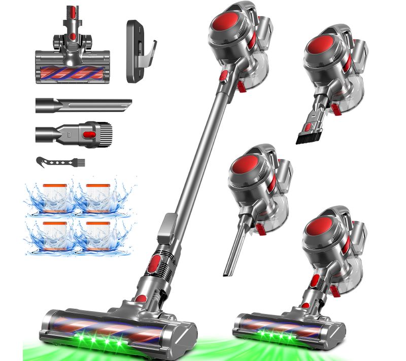 Aspirateur balai sans fil, 50000Pa/ 60 min / 1,6 L,aspirateur balai puissant,pour tous les sols