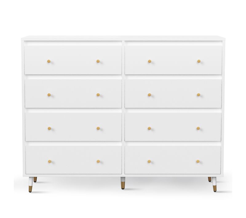 Commode 2x4 Tiroirs Bois Massif Commode Meuble De Rangement Pour Chambre Salon 40x120x98cm Blanche