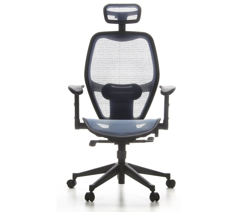 Fauteuil De Bureau Air-port Tissu Maille Bleu Avec Accoudoirs Rabattables