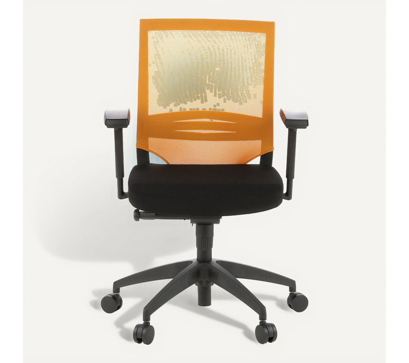 Fauteuil De Bureau Porto Base Tissu / Tissu Maille Noir/orange Accoudoirs Fournis (réglables En