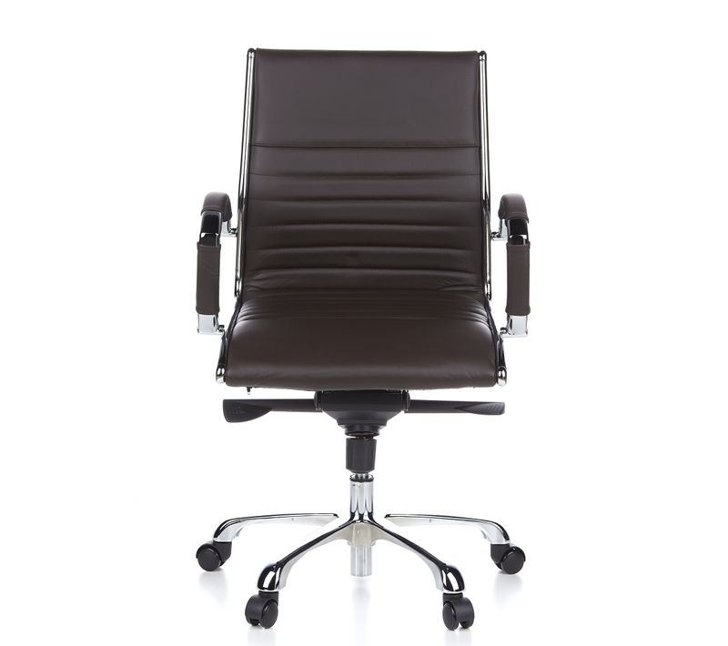 Fauteuil De Bureau Parma 10 Cuir Marron Accoudoirs Compris