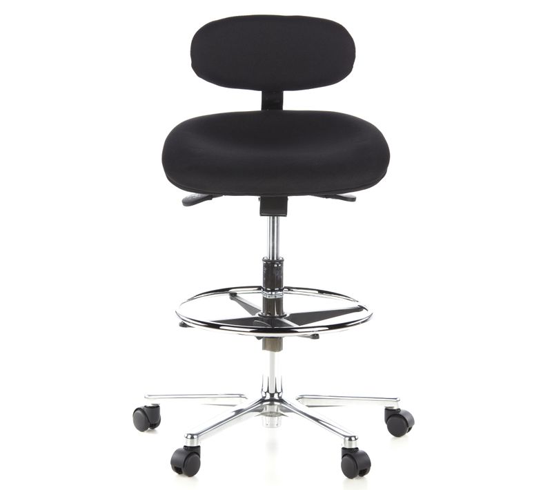 Chaise De Comptoir Work Mf Tissu Noir Sans Accoudoirs