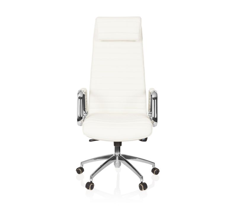 Siège De Direction De Luxe Aspera 20 Cuir Blanc Crème Accoudoirs Fournis, Surface Toucher Doux